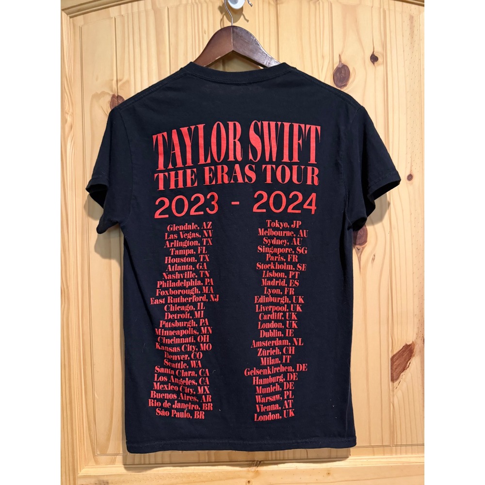 Taylor Swift The Eras Tour 2023-2024 Concert T-Shirt Black Small Tour Dates Tee - Picture 2 of 5